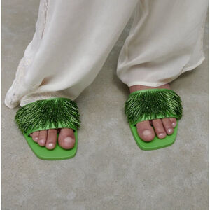 Zara Women’s Beaded Sandals Green Size 40